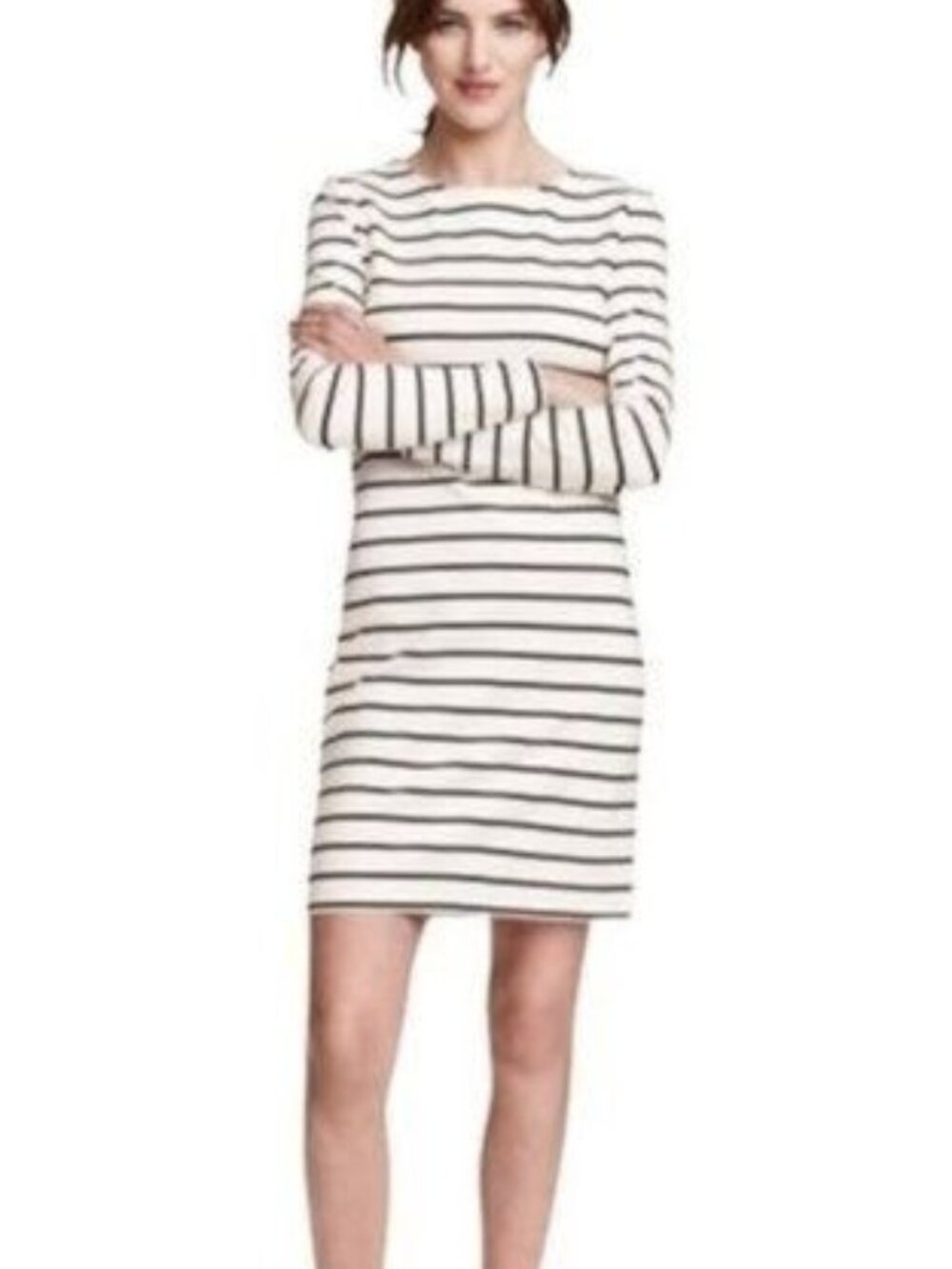 H&M Black & Off-White Jersey Slip-On Dress - Size Large